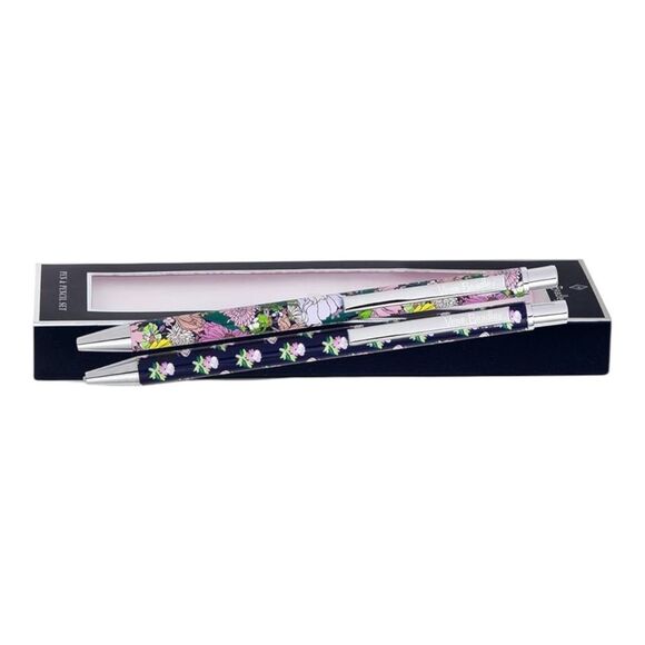 Vera Bradley Bloom Boom Metal Pen & Pencil Set Black Ink Pen Mechanical Pencil - Picture 3 of 4